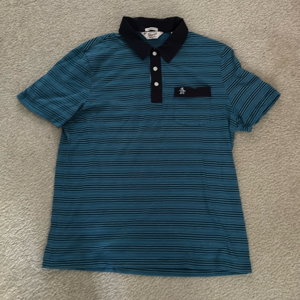 Original Penguin Classic Fit Stripe Polo EUC Size L